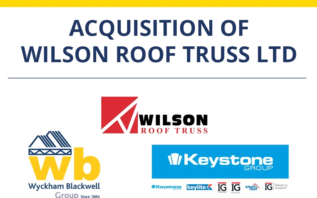 An announcement graphic with the Crendon, Keystone, WB and Wilson Roof Truss logo