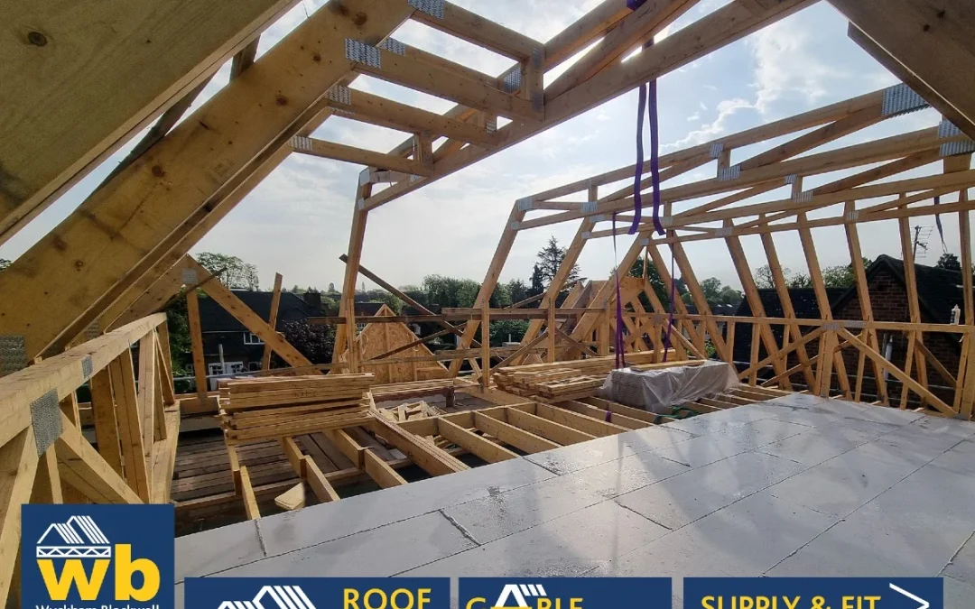 Roof truss structure on building site
