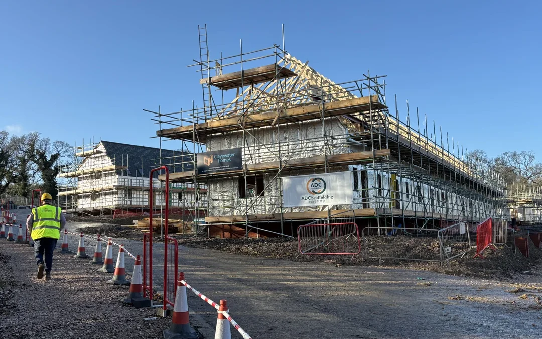 A building with scaffolding on it.