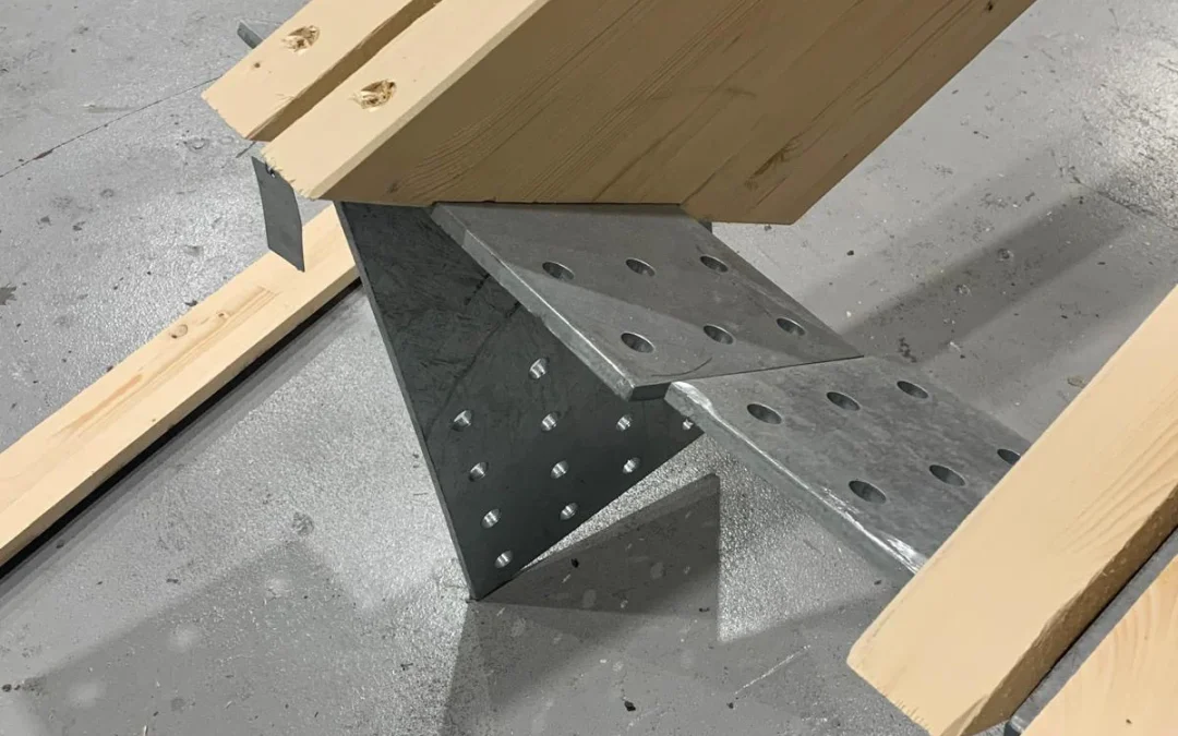 Metal plates connecting glulam timber components