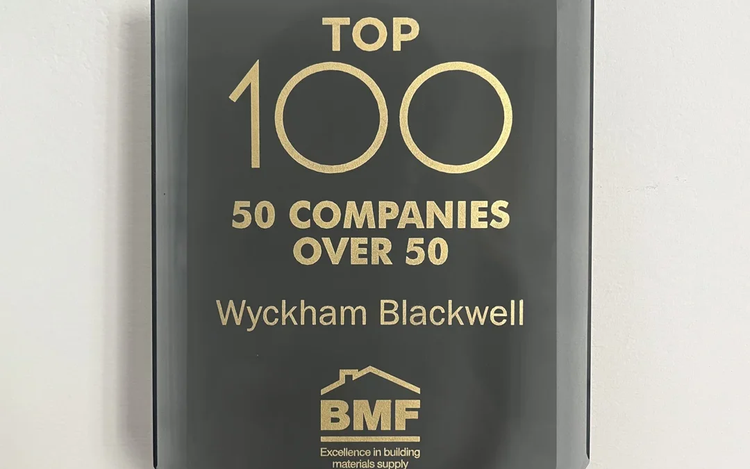Black glass trophy for Top 100 50 Companies over 50 awarded to Wyckham Blackwell