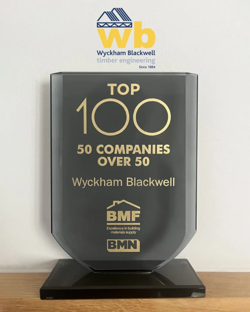 Black glass trophy for Top 100 50 Companies over 50 awarded to Wyckham Blackwell