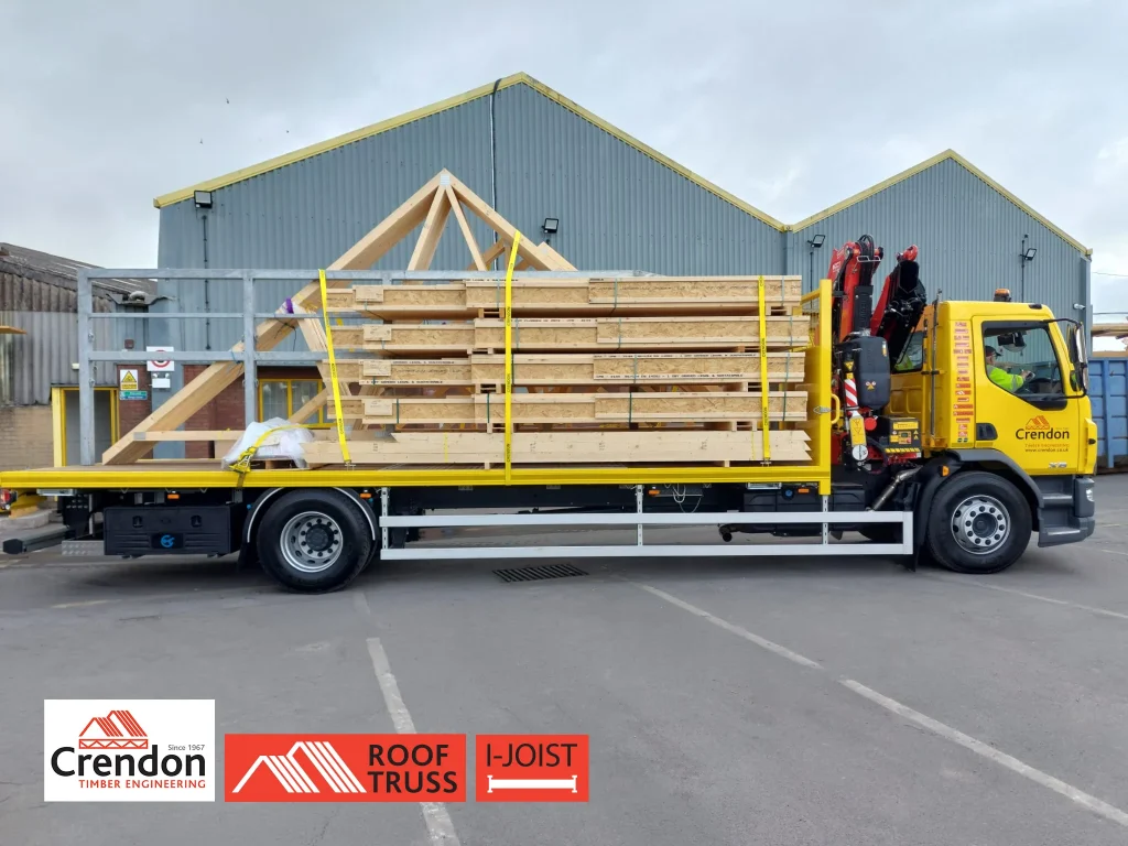Yellow Crendon Lorry with Roof Trusses and I Joists