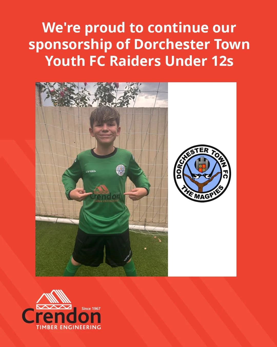 Were proud to continue our sponsorship of Dorchester Town Youth FC Raiders Under 12s, supporting a fantastic local team through our Piddlehinton branch.