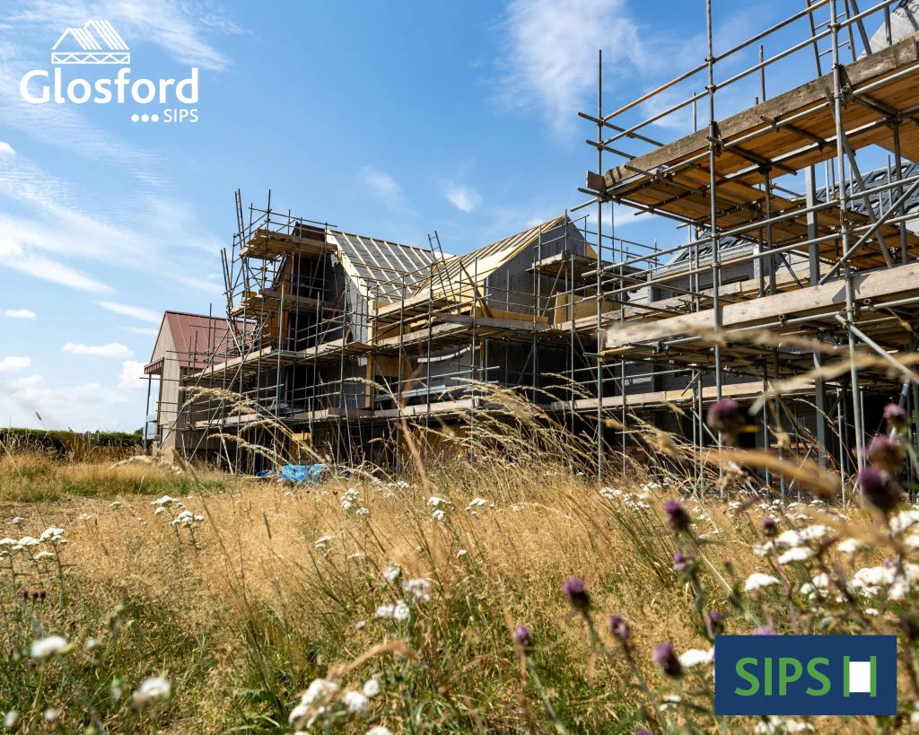 home with scaffolding around
