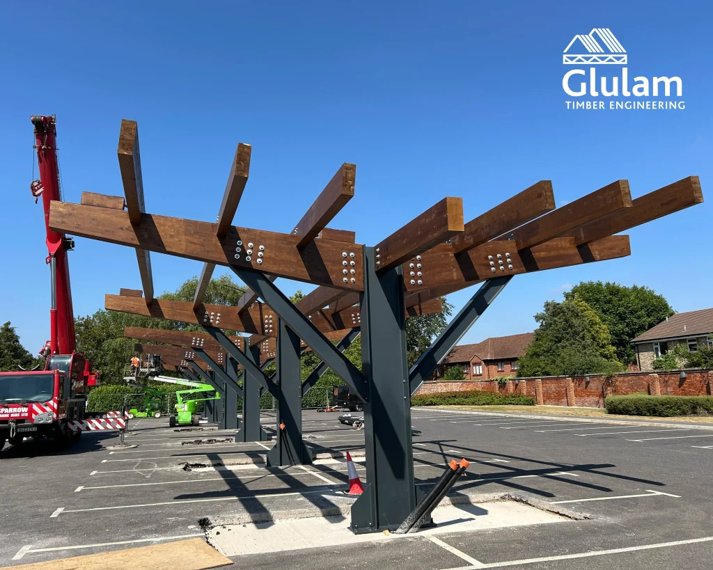 Wooden structure in a car park